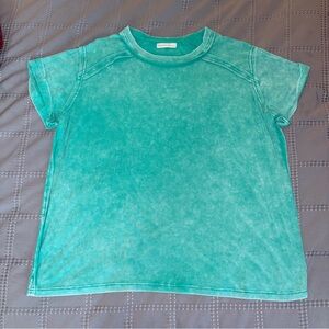 Zenana Ribbed Acid Wash Top - Kelly Green